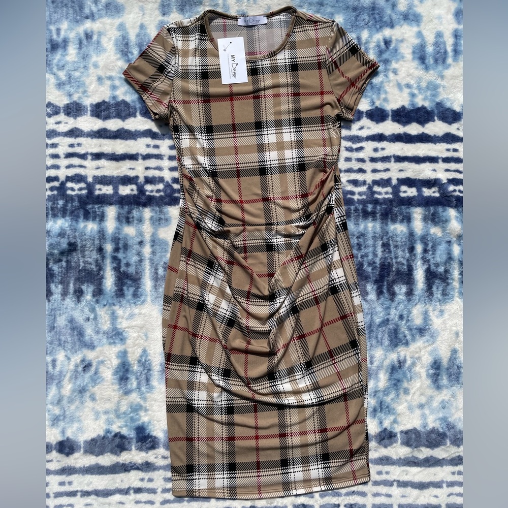 NWT My Bump fitted plaid maternity dress